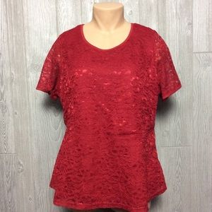 NWOT Jessica London Red Lace Blouse PLUS SIZE 18